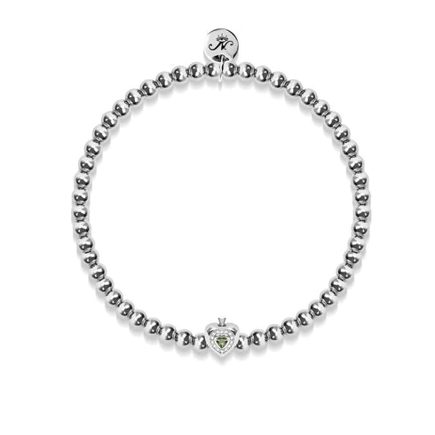 August | Peridot Kristall Geburtsstein | Silber | Kristall Herz Armband